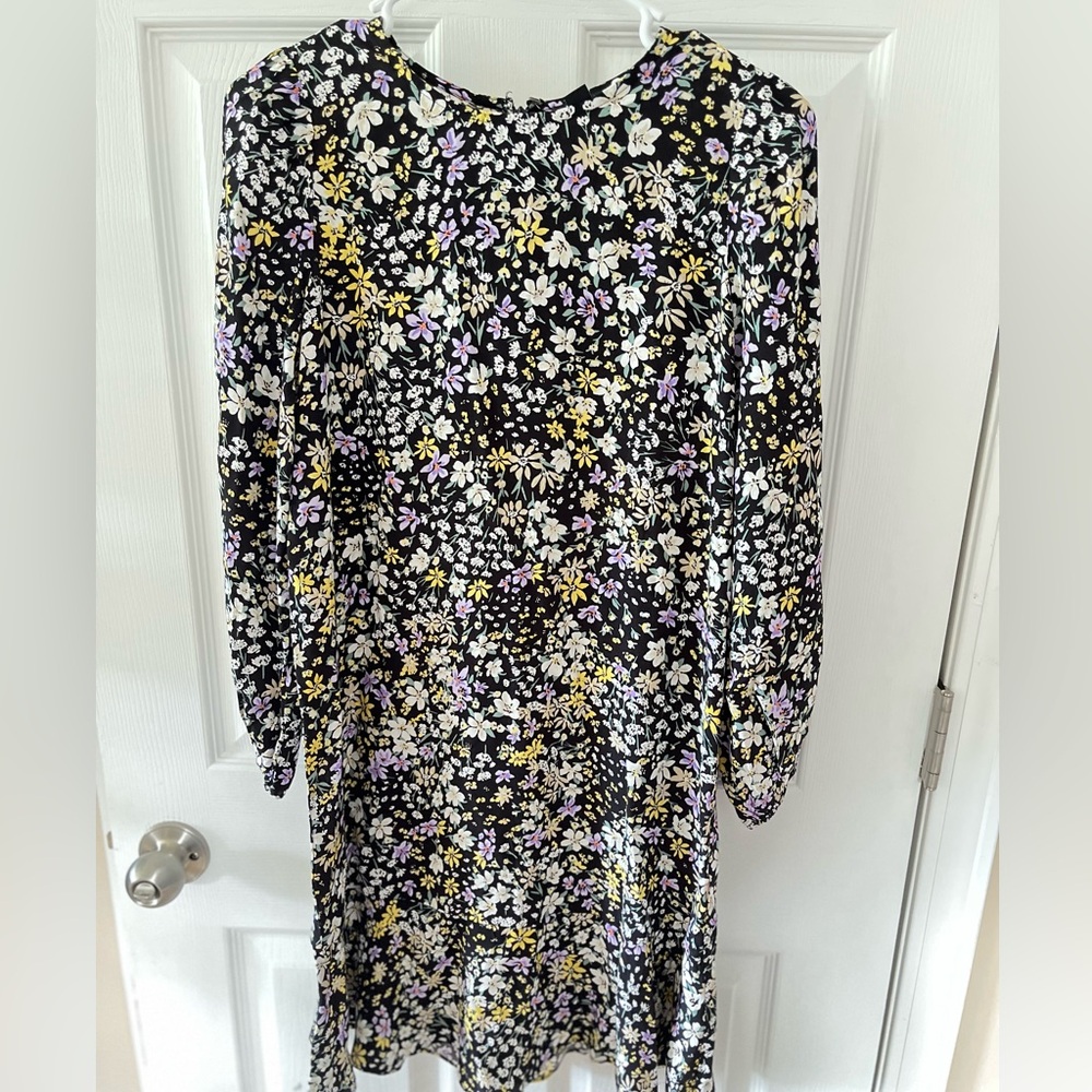 Ann Taylor floral black dress 0P